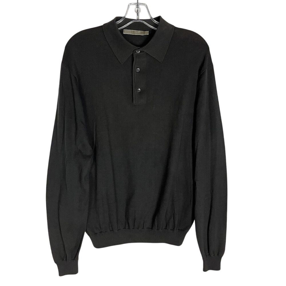Raffi Linea Uomo 100% Cotton Long Sleeve Sweater Collared Charcoal‎ M/50